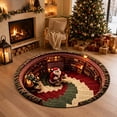 thumbnail image 2 of 3D Optical Christmas Round Rug With Santa In Library Design Holiday Area Mat For Living Room And Bedroom(Yellow-60cm), 2 of 2