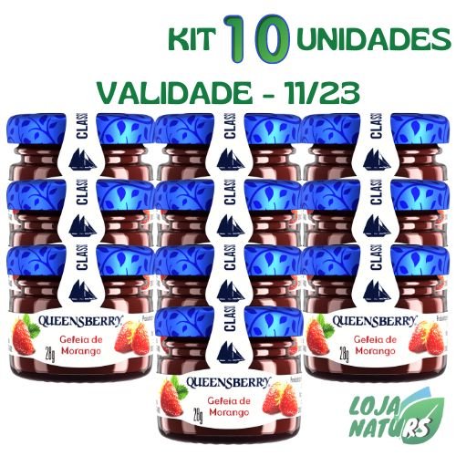 Kit 10 Mini GELATINA DE FRESA Sin Gluten 28g - Queensberry Deng Xun unisex