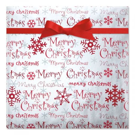 - Merry Christmas Script Foil Rolled Gift Wrap - 38 sq. ft. metallic wrap