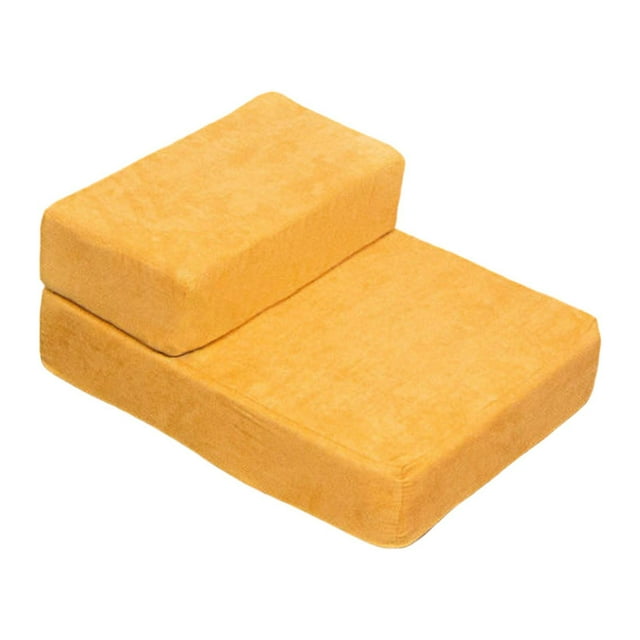 Escalera para perros con pedal ancho y ligera para usar en camas, sofás y sillones. Amarillo