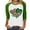 #049-Green, variant on Craaazy Women's St Patricks Day Clothes with Irish Clover Prints Crew Neck 3/4 Sleeve Shirts