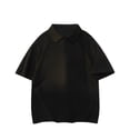 thumbnail image 1 of Blusa y camisa de manga corta con cuello vuelto para hombre, informal, de verano, de color liso, con botones, de manga corta, deportiva, de poliéster, 1 of 3