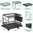 thumbnail image 4 of Estante para secar platos Banigic de 2 niveles con escurridor negro inoxidable, 4 of 9