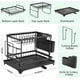 thumbnail image 4 of Estante para secar platos Banigic de 2 niveles con escurridor negro inoxidable, 4 of 9