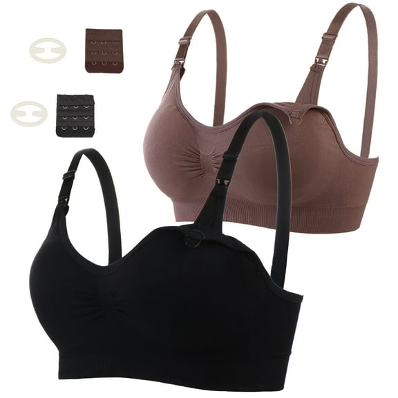 luopital 2Pcs Nursing Bra for Breastfeeding Comfortable Maternity Bras for Womens, Seamless Wireless Bras Women Sleep Bralette L