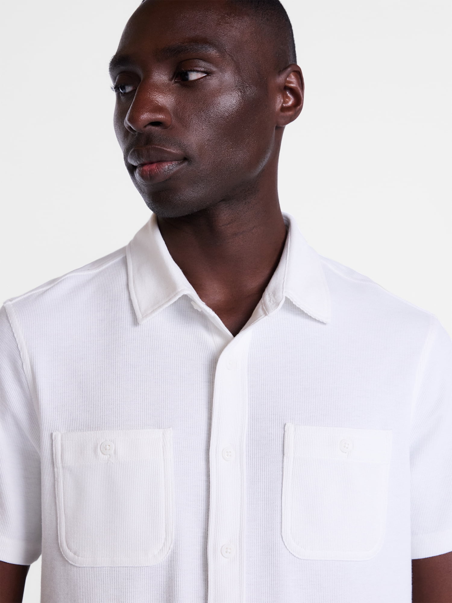 George Men's Waffle Knit Shirt with Short Sleeves, Sizes S-5XB
