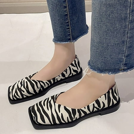 

ERTUTUYI Fashion Summer And Autumn Women Casual Shoes Flat Bottom Shallow Mouth Slip On Texture Comfortable White 40