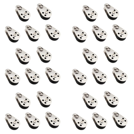 30PCS Stainless Steel M25 Pulley Block Hanging Wire Towing Wheel Lifting Wire Rope Cable Pulley Roller 30 PCS x Pulley Blocks Silver