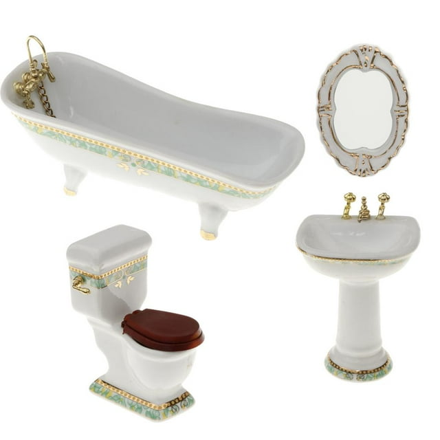 Juego de Muebles de Baño en Miniatura 4 Piezas Zulema Baño de cerámica