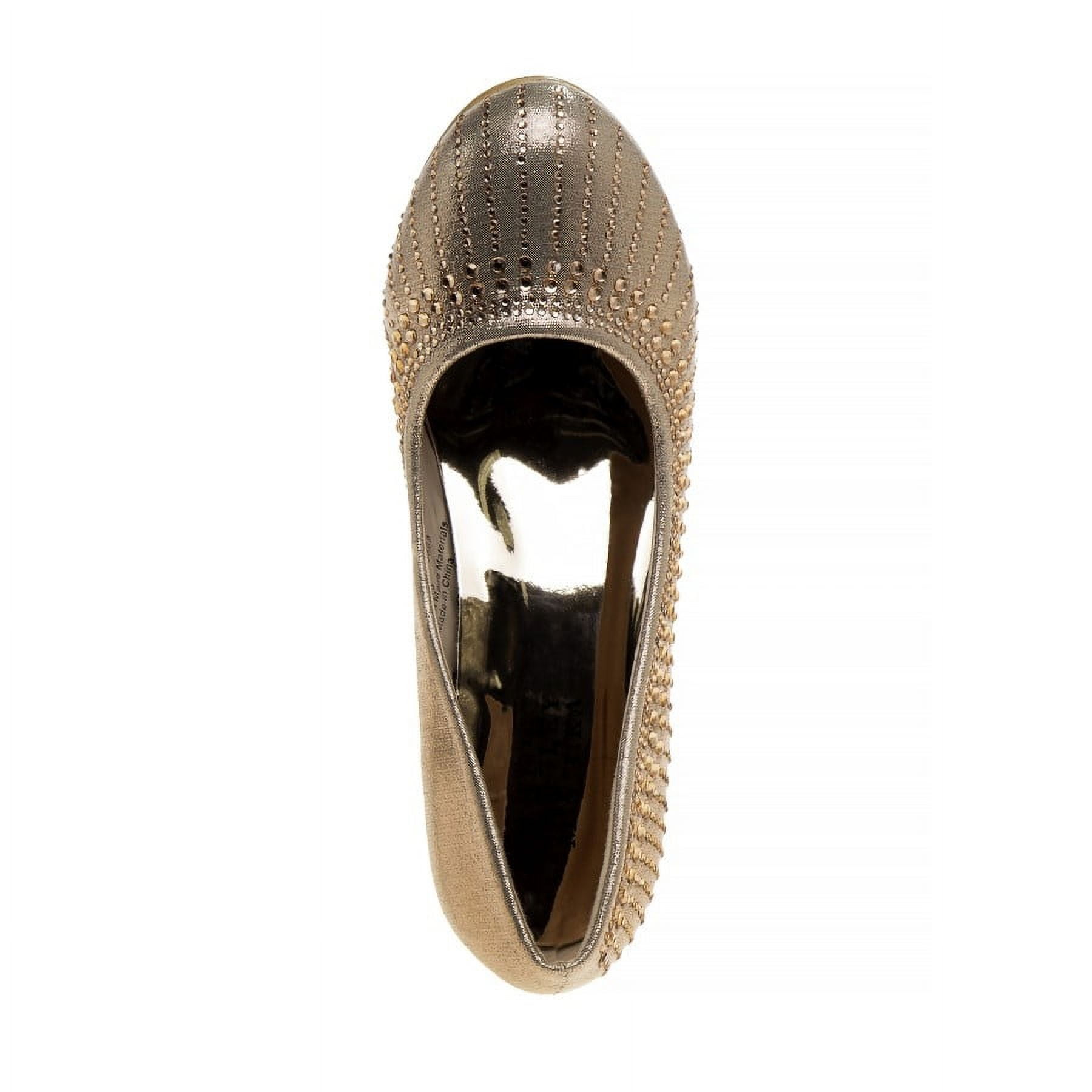 Badgley Mischka Little Kids Girls Heel Dress Shoes with Rhinestone - Rose Gold, Size: 13