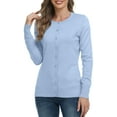 thumbnail image 3 of MLANM Women's Long Sleeve Button Down Crew Neck Classic Sweater Knit Cardigan, L Light Blue, 3 of 7