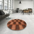 thumbnail image 3 of Ahgly Company Indoor Round Abstract Saffron Red Checkered Area Rugs, 6' Round, 3 of 6