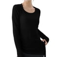 thumbnail image 2 of Camiseta Deportiva de Larga para Mujer, Cuello Redondo, Corte Ajustado, Ideal para Yoga y Otras Actividades Al Aire Libre Negro XL, 2 of 7