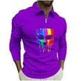 thumbnail image 2 of Ceisia Men's Slim-Fit Long-Sleeve Zip Polo Shirt with Graffiti Mask Print Multi-Color Gift, 2 of 5
