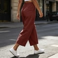 thumbnail image 6 of Womens Pants with Pockets 100% Cotton Elastic Waist Relaxed Fit Loose Casual Pants, 6 of 8