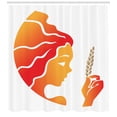thumbnail image 3 of Zodiac Virgo Shower Curtain, Warm Colored Fantastic Woman with an Ear of Wheat Horoscope Art, Fabric Bathroom Set with Hooks, 69W X 84L Inches Extra Long, Vermilion Orange Cocoa, by Ambesonne, 3 of 3