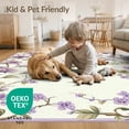 thumbnail image 4 of ODIKA 8'x10' Washable Area Rug Purple Fuzzy Botanical Sprigs Circle Delicate Vine Border Frame for King Size Bedroom Under Bed, Master Suite, Non-Shedding, Easy Care, 4 of 7