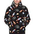 thumbnail image 2 of Bingfone Space Rocket Men's Drawstring Hoodie Long Sleeve Pocket Sweatshirts-4X-Large, 2 of 6