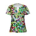 thumbnail image 3 of Naloa Colorful Tie Dye Stained Glass Print T-Shirts Short Sleeve V Neck Tees for Women Fashion Tops Trendy Lightweight Soft Casual Summer Outfits Clothes, 3 of 5
