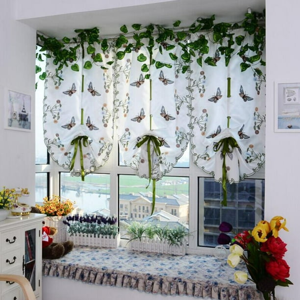 Pantalla Ventana Tul Pastoral Mariposa Cortina Romana Bordado Cortina Transparente