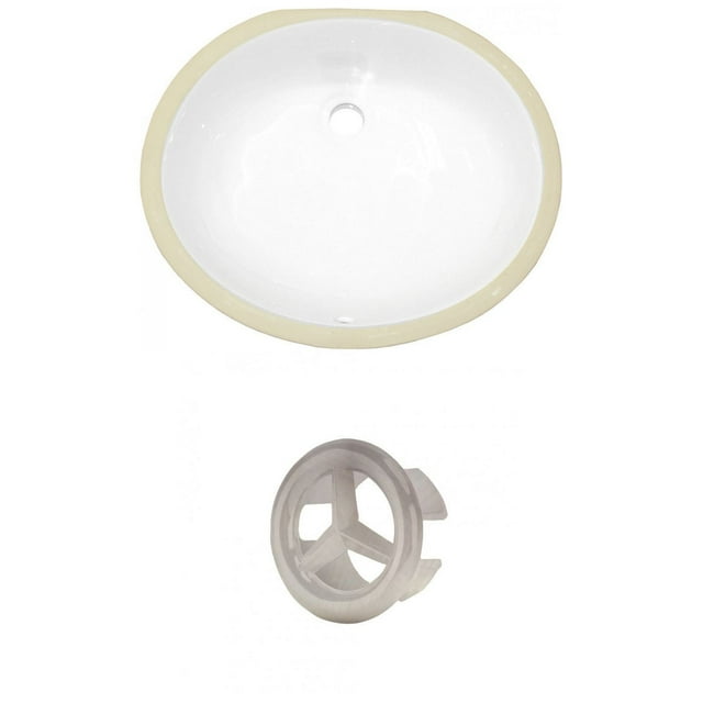 19.5-in. W CUPC Oval Bathroom Undermount Sink Set In White - Brushed Nickel Hardware AI-20352
