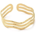 thumbnail image 1 of 1 Brazalete abierto ondulado de acero inoxidable 304 para mujer, con baño de oro de 18 quilates., 1 of 3