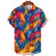 thumbnail image 3 of Camisas hawaianas de verano, camisas casuales para hombres, camisas con estampado de plumas para hombres, ropa de manga corta con solapa para hombres, camisas Aloha holgadas, 3 of 5