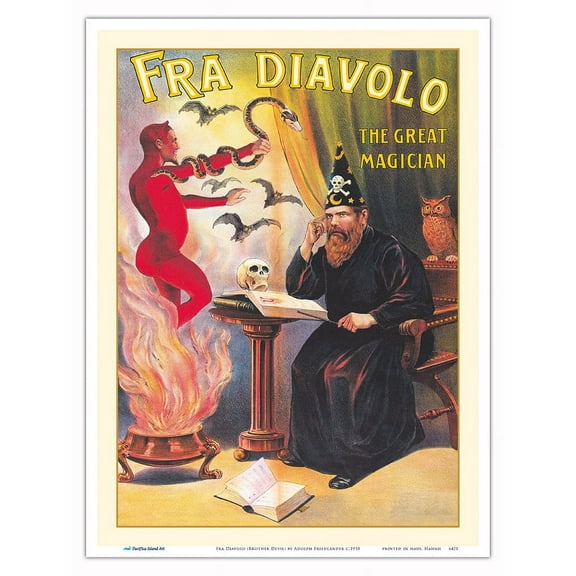 Fra Diavolo (Brother Devil) - The Great Magician - Vintage Magic Poster by Adolph Friedländer c.1910 - Master Art Print (Unframed) 9in x 12in
