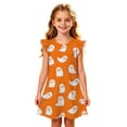 thumbnail image 5 of WAYUTE Girls Halloween Nightgown Dresses Round Neck Ruffle Flutter Sleeve Cute Ghost Pumpkin Print A Line Dress Kids Fashion Casual Outdoor,Orange,Size 6-7 Y, 5 of 5