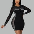 thumbnail image 2 of Birdeem Robe Mode Femme Manches Longues Diamant Col Rond Perspective Slim, 2 of 9