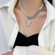 thumbnail image 2 of 2026 Hip-hop Personality Cross Pendant Pearl Necklace Clavicle Chain Short Women, 2 of 5