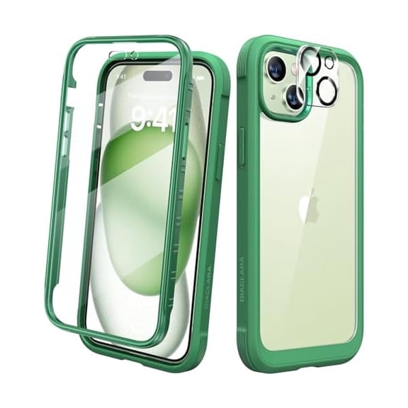 Eryueer Designed for iPhone 15 Case, Full Body Rugged Case with Built-in Touch Sensitive Anti-Scratch Screen Protector, with Camera Lens Protector for iPhone 15 6.1"