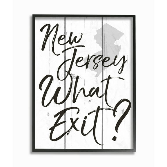 Stupell New Jersey What Exit Framed Giclee Texture Art 11 x 14
