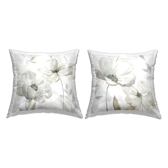 Stupell Industries White Whispers Floral Bundle Decorative Printed Throw Pillow Design by Carol Robinson.