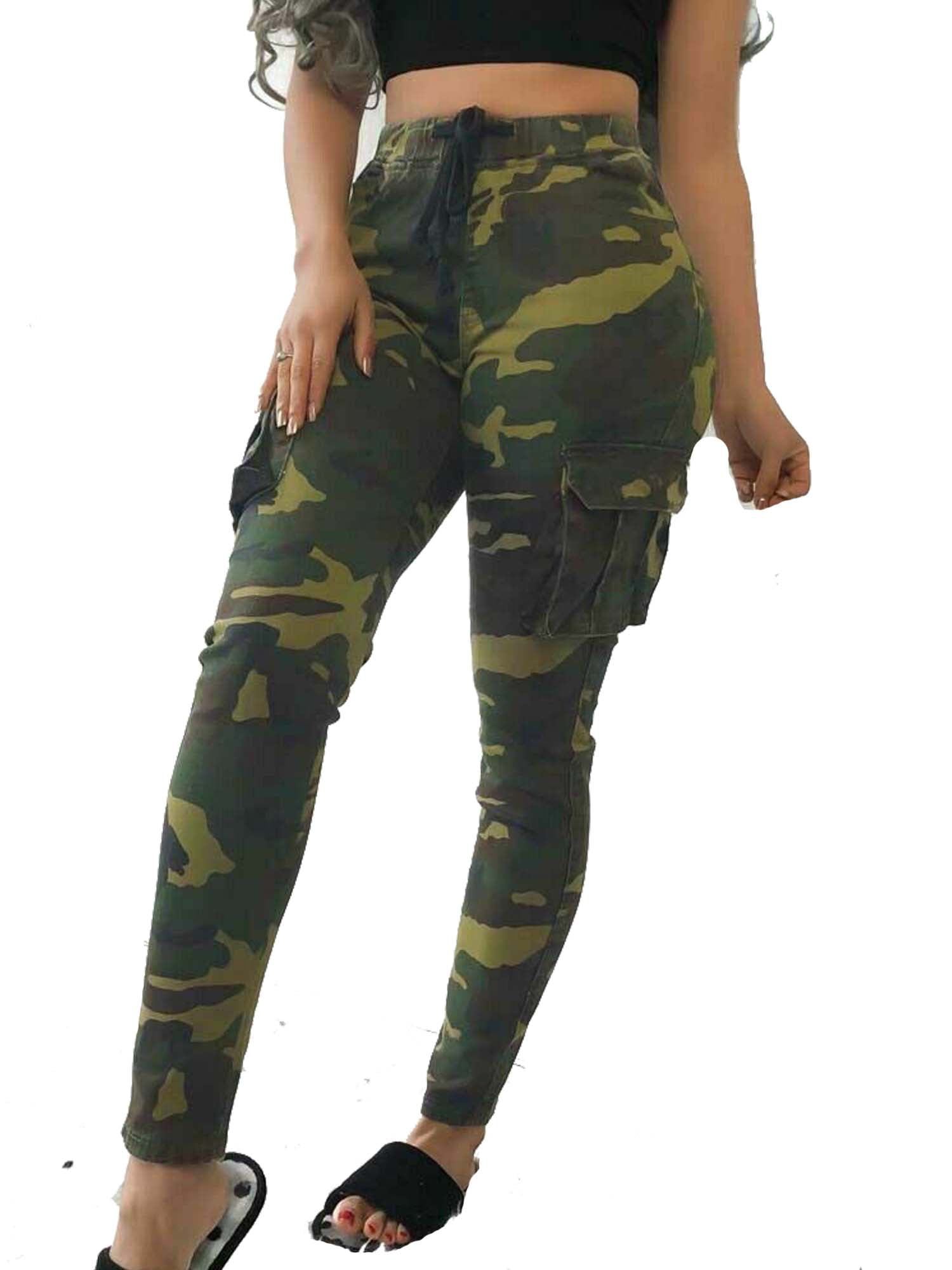 Casual Women Camo Cargo Trousers Army Military Combat Camouflage Sport ...