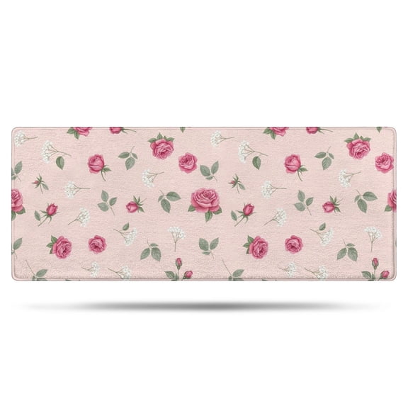 Pioneer Flower Floral Print Pattern Bathroom Rugs Mat, Non Slip Microfiber Bathroom Rug with Rubber Backing, Soft Mats for Bathroom Floor Tub Shower, 24"x60"