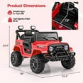 thumbnail image 3 of Gymax Camion Auto pour Enfants 12 V avec Télécommande, Roues à Bande de Roulement, 3 Vitesses, Lumières DEL, Rouge, 3 of 10