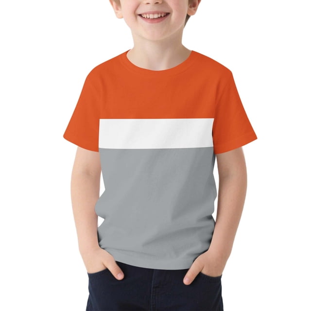 T-Shirt pour Enfants, Manches Courtes à Col Rond avec Motif Imprimé, Haut de Sport Décontracté pour Garçons et Filles 2-13 Ans