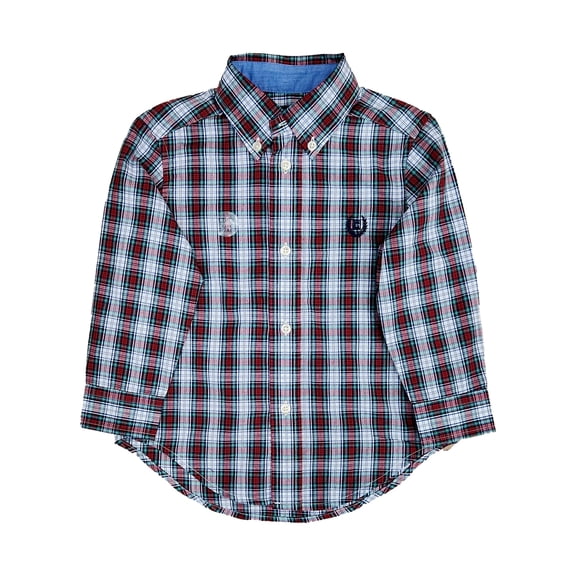 Chaps Toddler Boys Red & Green Plaid Long Sleeve Button Down Shirt 2T