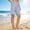 *Light Blue, variant on ClodeEU Women's High Waisted Striped Linen Blend Bermuda Shorts, Elastic Waist Casual Summer Pants with Pockets Beige,Women's Plus L