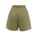 thumbnail image 4 of Women's Solid High Waist Pleated Shorts with Belt and Pockets, Elastic Casual Summer Style, 4 of 7