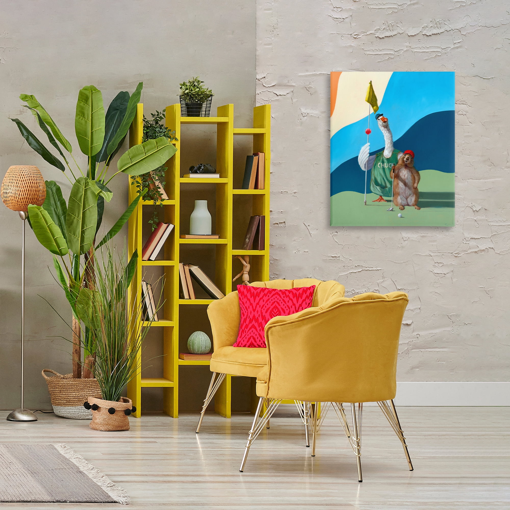 Stupell Industries Golfing Goose & Gopher Sports Painting Gallery Wrapped Canvas Art Print Wall Art, 24 x 30