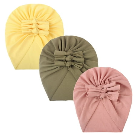 

Toddler Kids Baby Girl Solid Bow Knotted Hat Cap Beanie Headwear Accessories 3PC