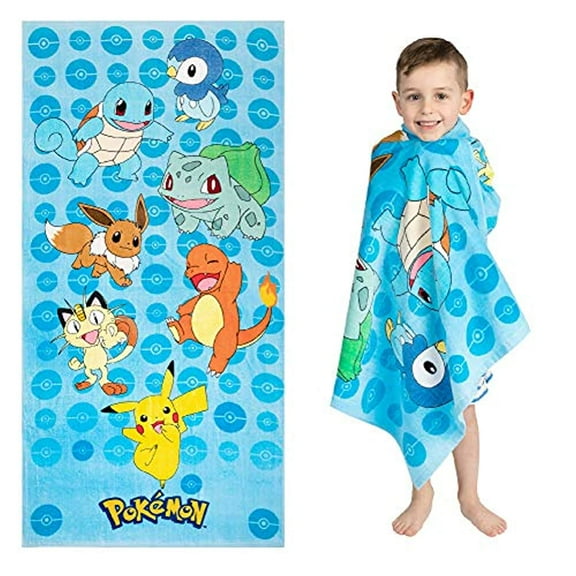 Franco Kids Super Soft Cotton Beach Towel, 28" x 58", Pokemon
