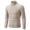thumbnail image 2 of Men‘s High Neck Sweater Solid Color Pullover Knitted Warm Casual Turtleneck Sweatwear Woolen Mens Winter Outdoor Tops, 2 of 7
