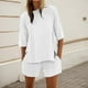 thumbnail image 2 of Conjunto de pantalones cortos y camiseta de manga media para mujer: conjunto de dos piezas oversize con cuello redondo para entrenar en verano, 2 of 4