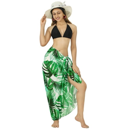 LA LEELA Women s Bikini Beach Wrap Swimwear Cover up Bathing suit Summer Wraps Swimsuit Sarong Skirts for Women One Size Shamrock  Leaves
