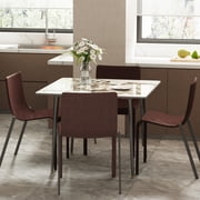 Wisfor Sintered Stone Dining Table Kitchen Dinette Table ,Sturdy Metal Legs,31.5in,White&Emerald