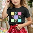 thumbnail image 2 of Toddler T Shirts Kids Girls Summer Casual Letter Print T Shirts Multicolor Round Neck Short Sleeves Tops Girls T Shirts Black 12 Years-13 Years, 2 of 4