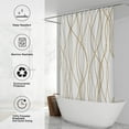 thumbnail image 4 of Gold Light Brown and White Striped Wavy Line Fabric Shower Curtain for Bathroom with 12 Hooks, Extra Long Shower Curtains for Bathroom 84 Inches Long, Weighted Hem,Waterproof Bath Accessories, 4 of 6